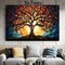 Abstract Tree of Life Wall Art Colorful Modern Canvas Poster Fantasy Landscape Print Blooming Tree Painting Colorful Tree of Life Canvas Wall Art Modern Abstract Texture Tree Pictures 16x24in No Frame